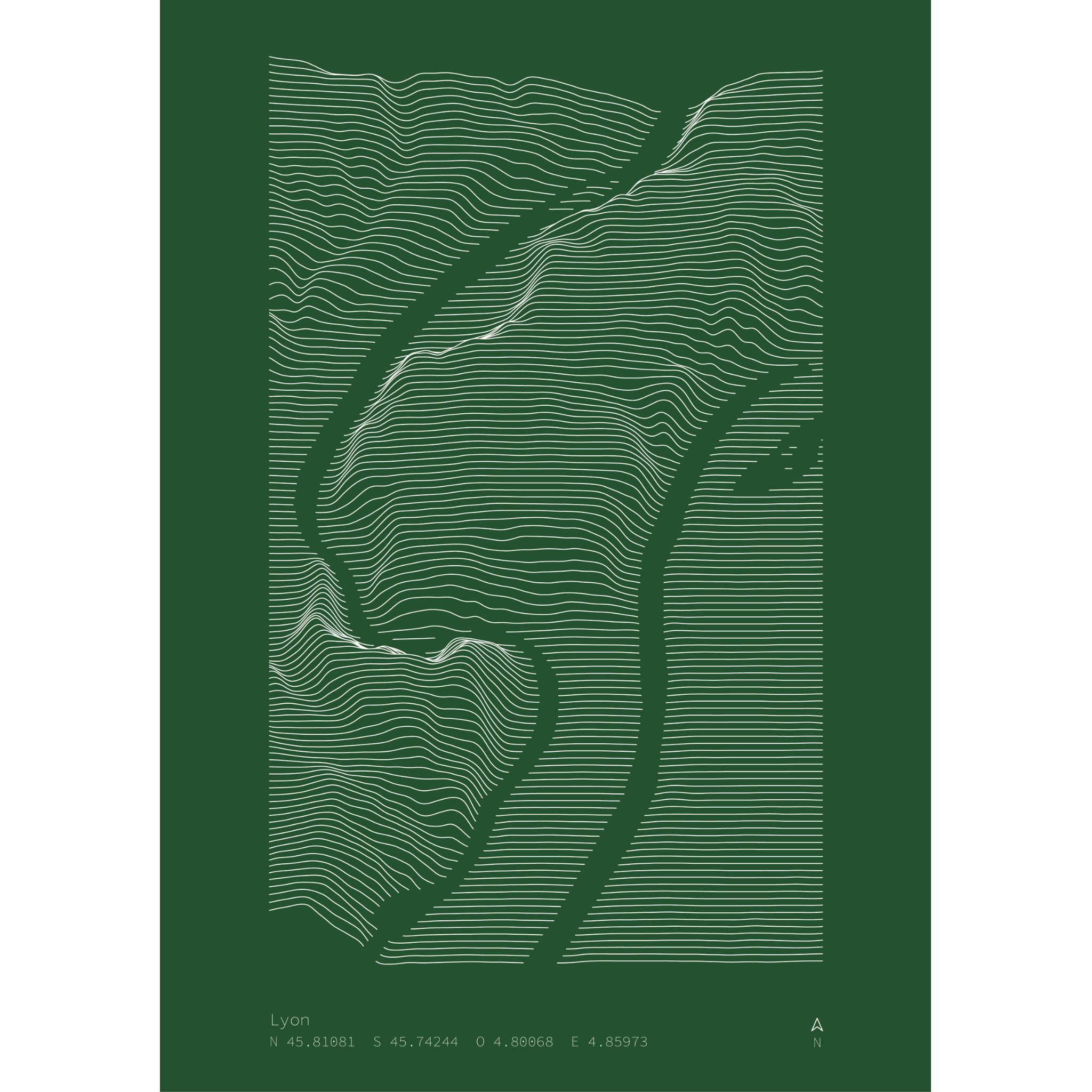 Illustration topographique de Lyon vers le Nord, vue alternative — Alta Ateliers