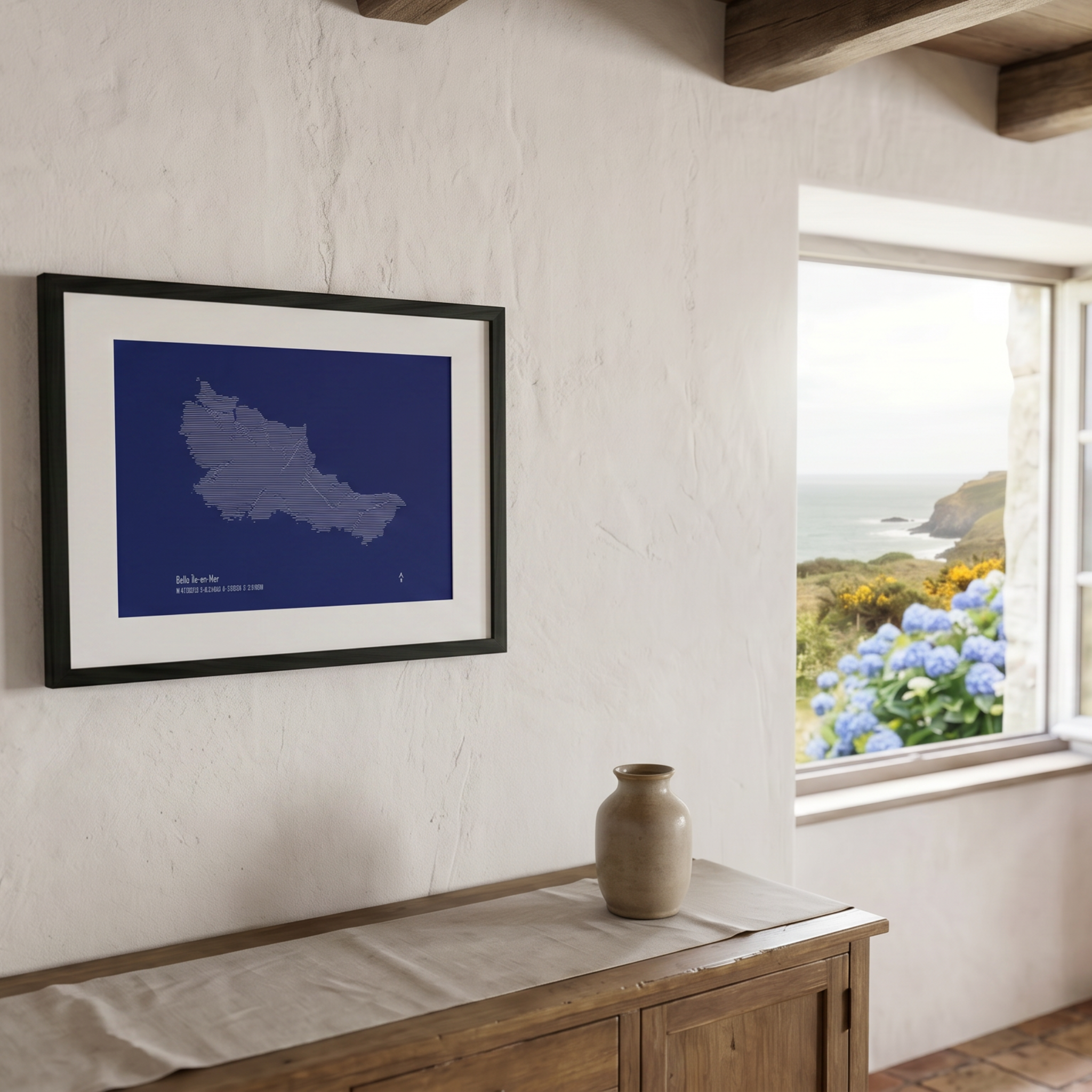Illustration topographique de Belle-Île-en-Mer, détail côtes bretonnes — Alta Ateliers