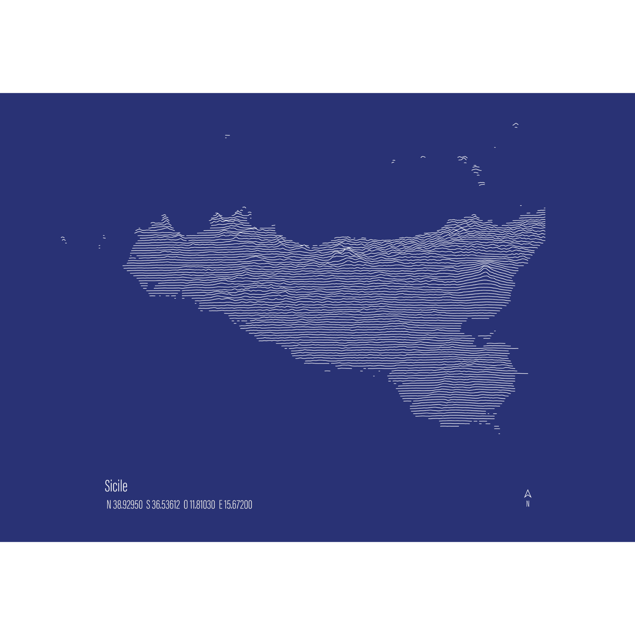 Illustration topographique de la Sicile, vue alternative — Alta Ateliers