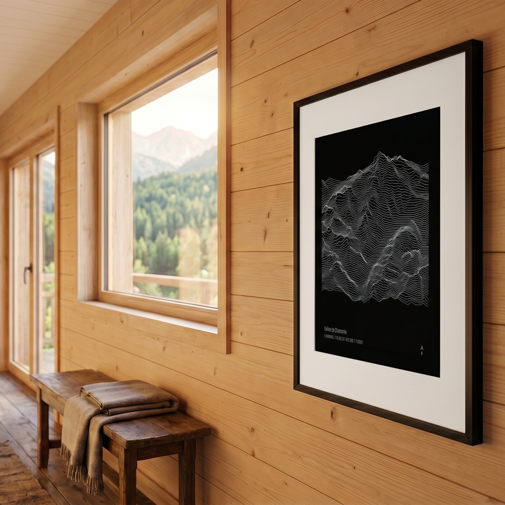 Illustration topographique de Chamonix, détail massif du Mont-Blanc — Alta Ateliers