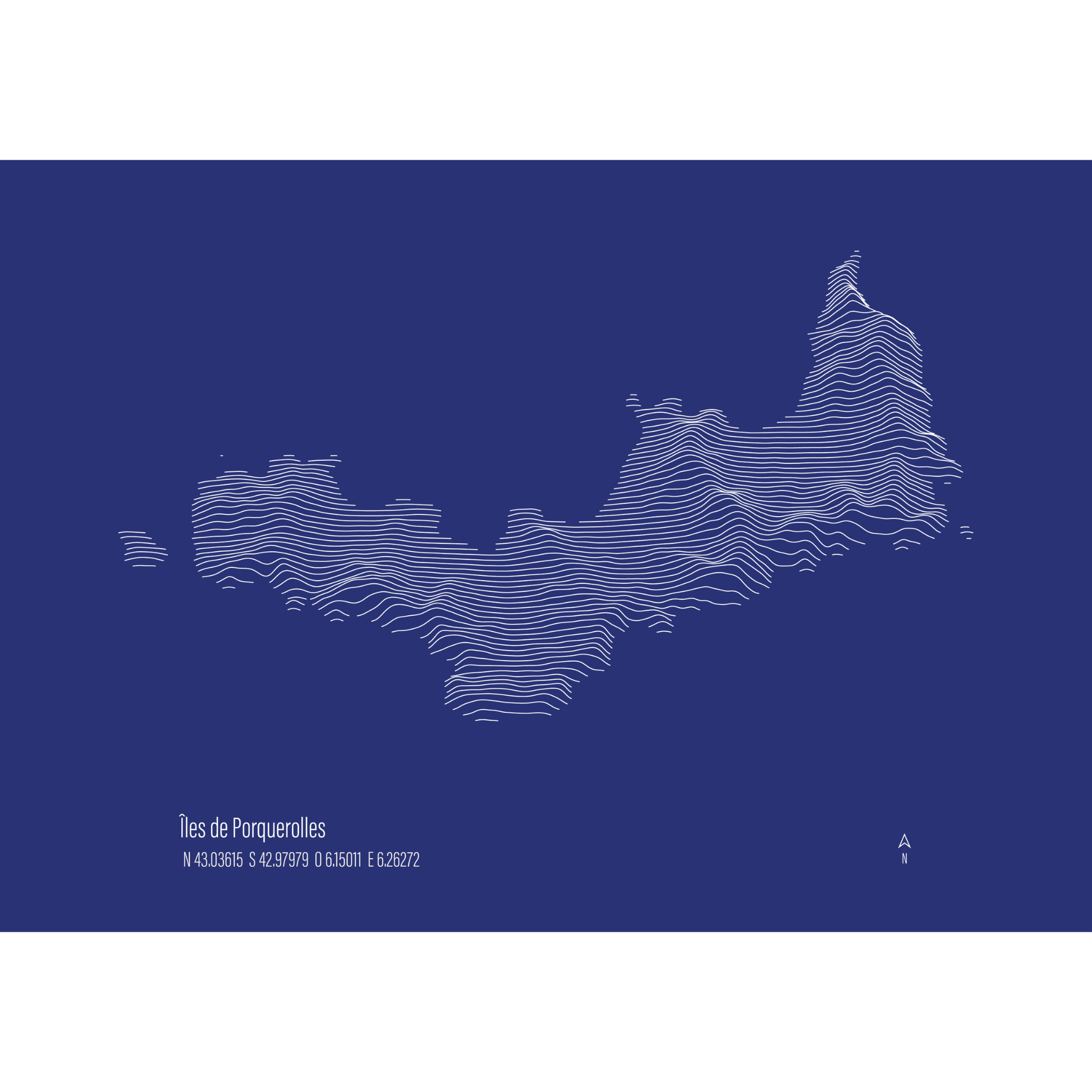 Illustration topographique des Îles de Porquerolles, vue alternative — Alta Ateliers